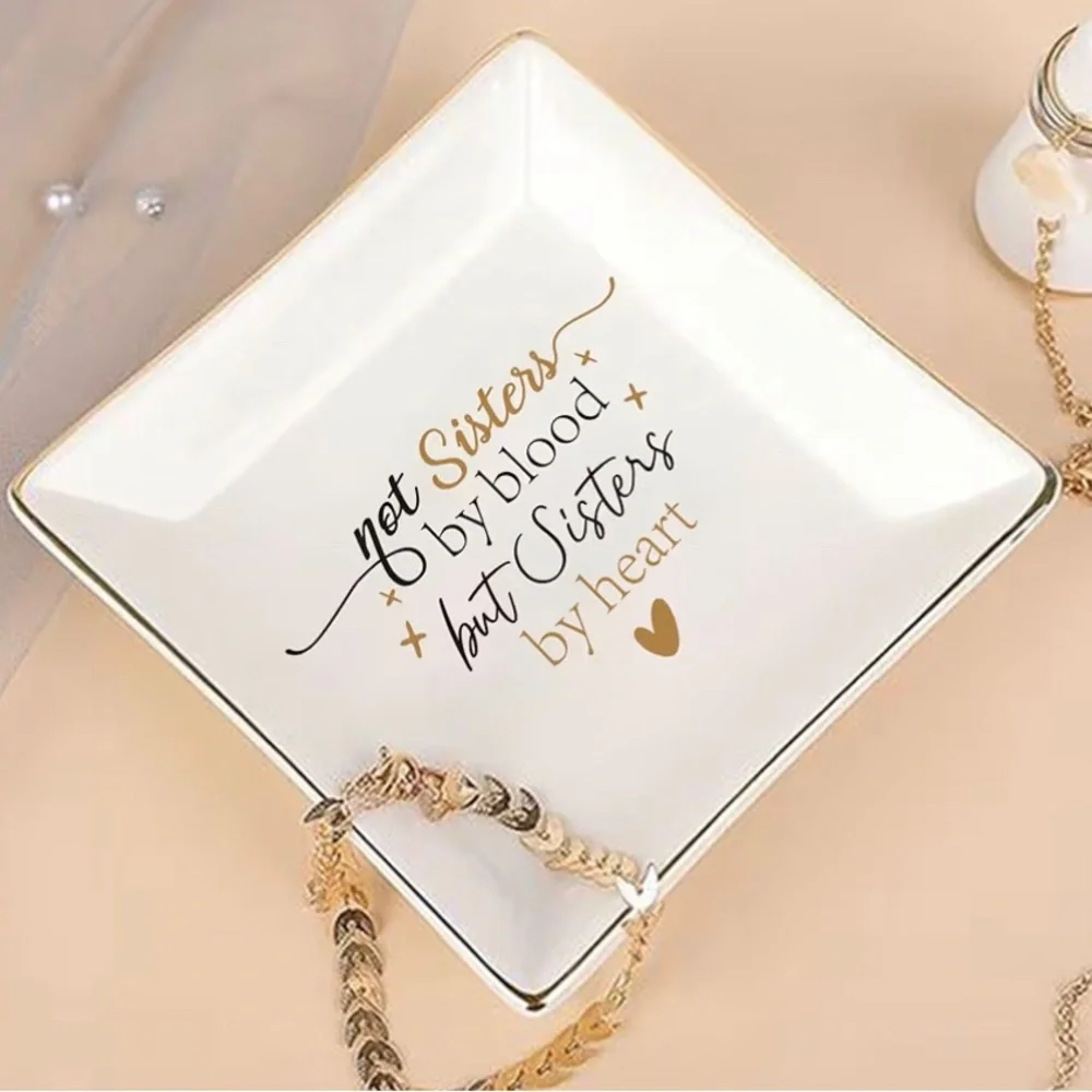 Jewelry dish White & Gold Friends Sentiment Square Jewelry dish by Beyond Gifts